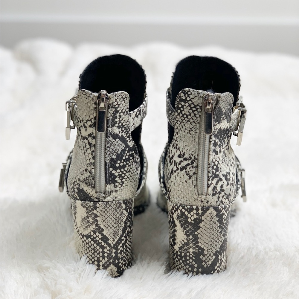 Stone Black Snakeskin Double Buckle Booties - Picture 3 of 8